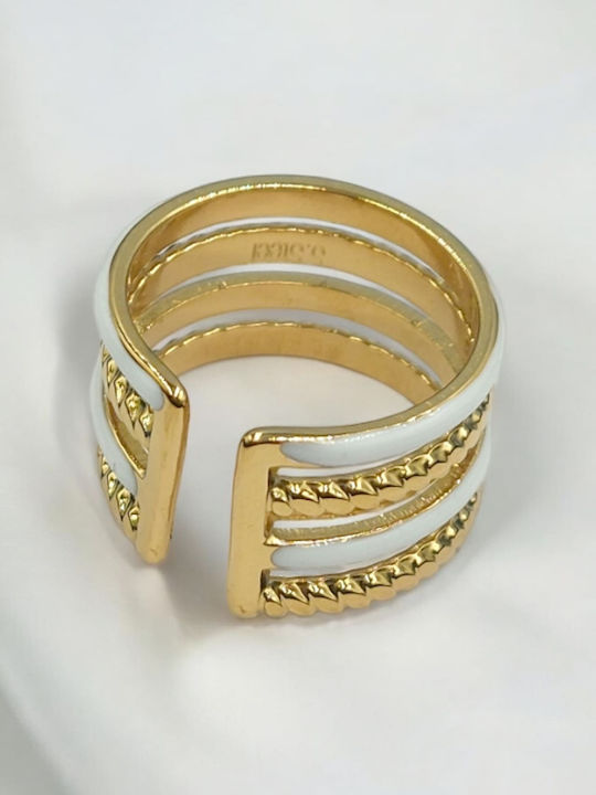 Damen Ring mit Emaille aus Stahl Vergoldet