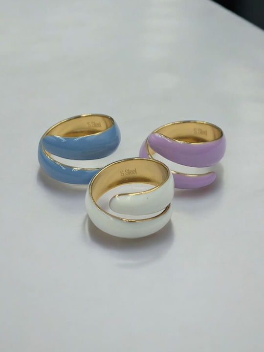 Damen Ring mit Emaille aus Stahl Vergoldet