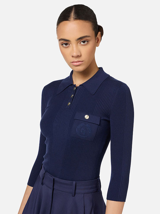 Elisabetta Franchi Damen Pullover mit 3/4-Ärmeln Blue