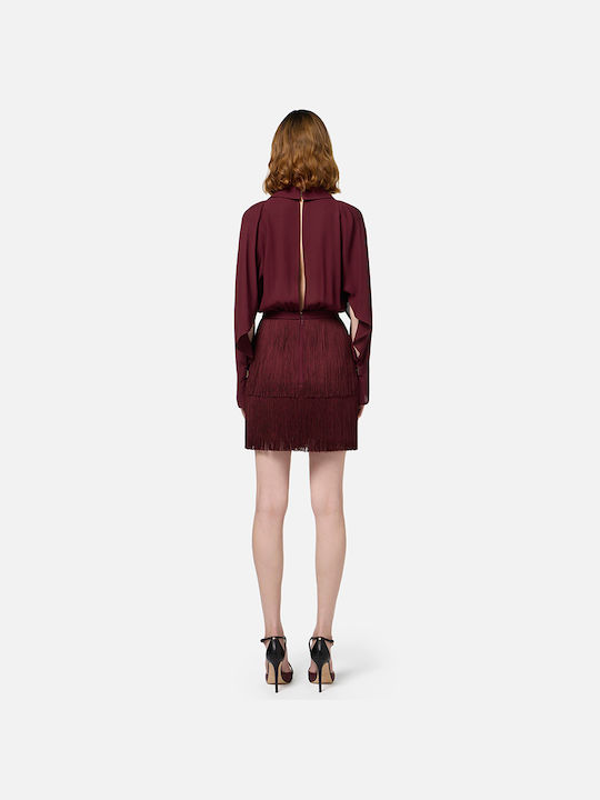 Elisabetta Franchi Mini Dress for Wedding / Baptism Bordeaux