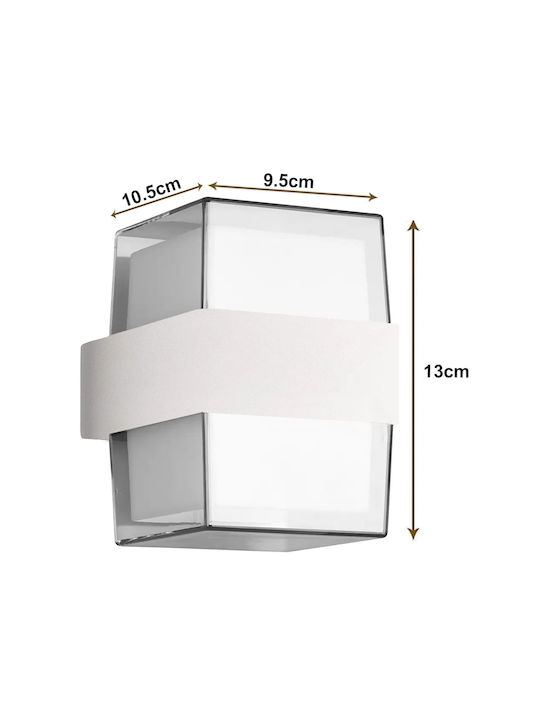 Powertech Επιτοίχια Εξωτερική Πλαφονιέρα LED IP65 14W με Ψυχρό Λευκό Φως 10.5x9.5x13εκ.