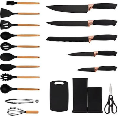 Cheffinger Cooking Utensil Set with Base Black