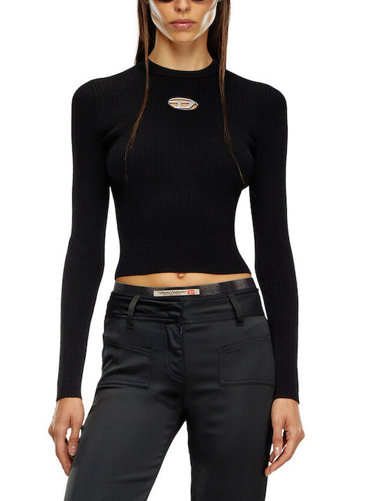 Diesel Femeie Mânecă lungă Crop Pulover Black