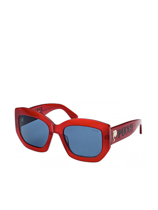 Emilio Pucci Women's Sunglasses with Red Plastic Frame and Gray Lens EP0211 66V