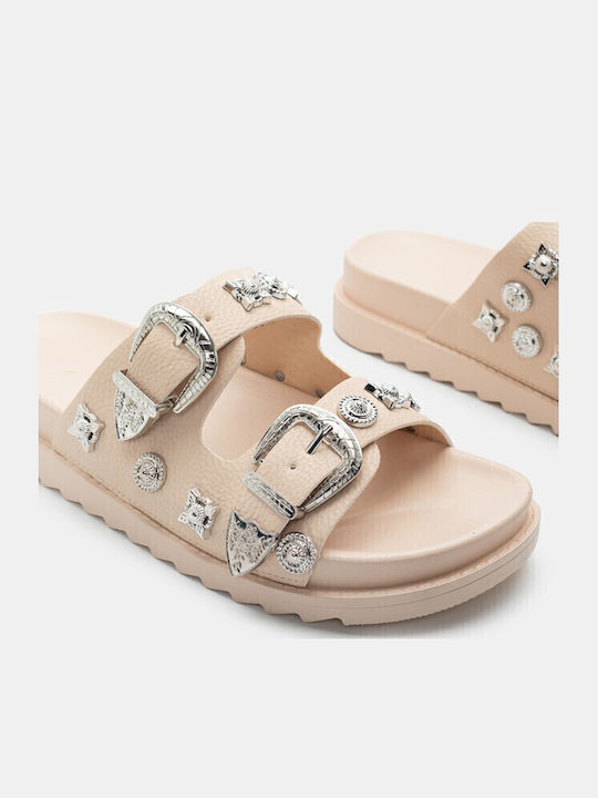 Women's Flat Sandals Flatforms in Beige Color