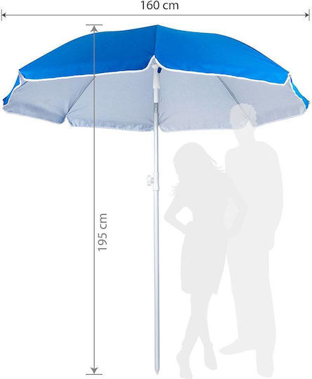 Muhler Folding Beach Umbrella Diameter 1.6m Blue