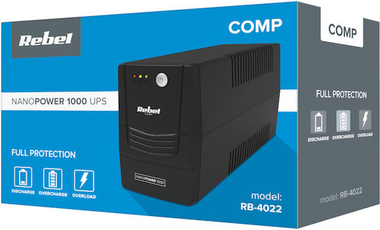 RB-4022 UPS Off-Line 1000VA 600W με 2 Schuko Πρίζες