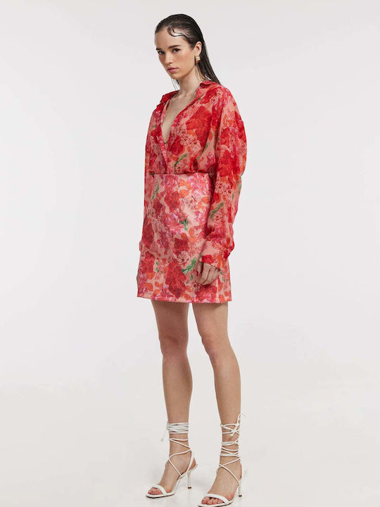 Hemithea Women's Floral Long Sleeve Shirt Coral