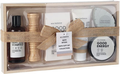 Wooden Gift Box Set 6 H17x30.3x6.5cm Shower Gel Wooden Massager Bath Crystal Body Lotion Bath Foam Body Scrub