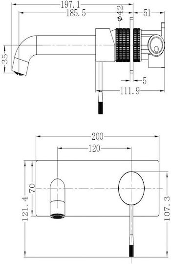 Sparke Miratto 04 Brushed Built-in Mixer & Spout Set for for Bathroom Sink 1 Exit Gold