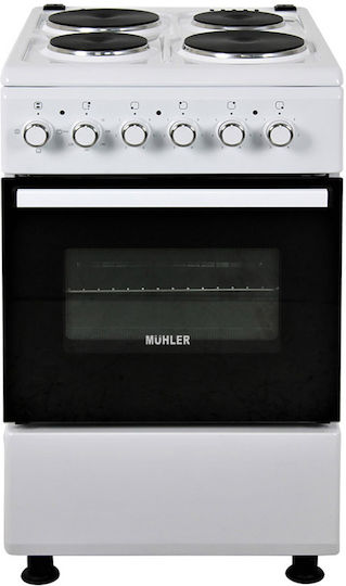 Muhler Aragaz 52lt cu Plite Emailate L50cm. White
