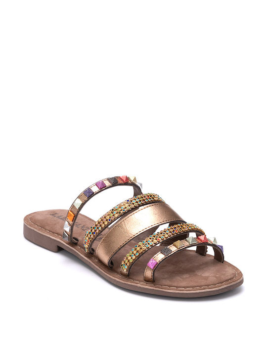 LAZAMANI LEATHER FLAT SANDALS 75403 - Gold 75403/COPPER