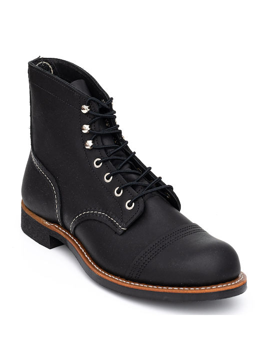 RED WING LEATHER LACE-UP BOOTS IRON RANGER 8084 - Black 8084/BLACK