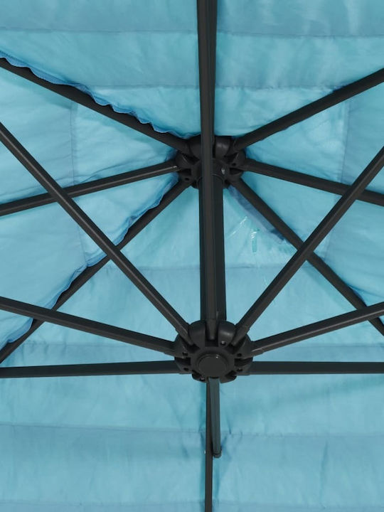 Circular Garden Parasol Metal Blue Diameter 2.88xHeight 2.25m