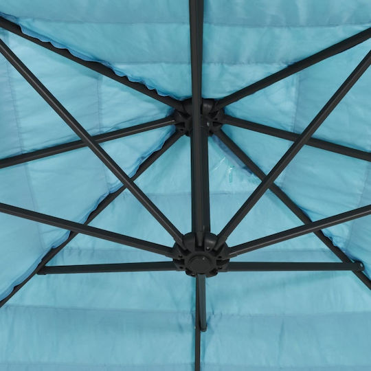 Circular Garden Parasol Metal Blue Diameter 2.88xHeight 2.25m