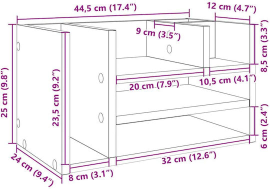 Ξύλινη Θήκη Χαρτιών σε Γκρι Χρώμα 24x25x44.5εκ. 1τμχ