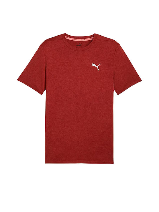 Puma Favorite Heather Men's Athletic T-shirt Short Sleeve Burgundy