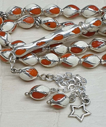 Roloi Komboloi Silver Worry Beads Multicolour 26cm