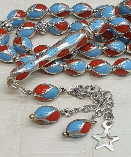 Roloi Komboloi Silver Worry Beads Multicolour 26cm