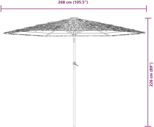Runder Metall-Garten- und Terrassen-Sonnenschirm Grün F2.68xY2.26m