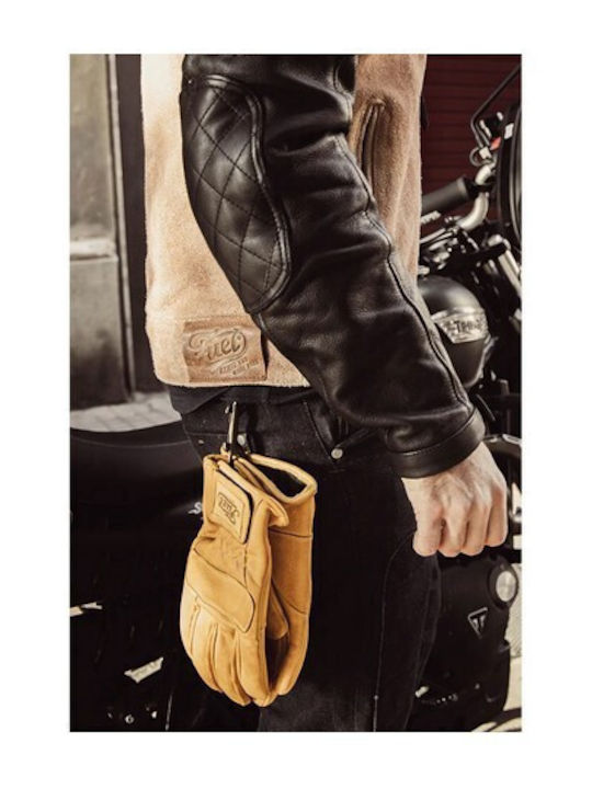 Fuel Motorcycles Καλοκαιρινά Ανδρικά Γάντια Μηχανής Δερμάτινα Κίτρινα