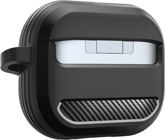 Spigen Rugged Armor Θήκη Σιλικόνης με Γάντζο σε Μαύρο χρώμα για Samsung Galaxy Buds 3 / 3 FE / 3 Pro
