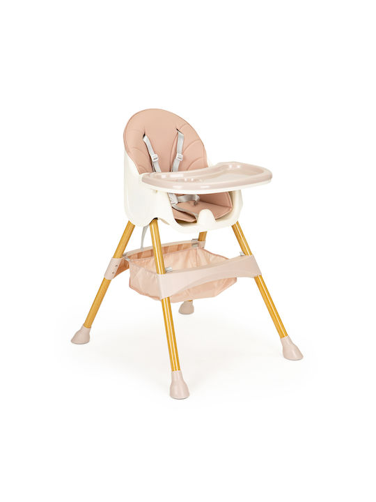 2-in-1 Ecotoys Scaun de Masă pentru Copii 2 în 1 cu Cadru din Lemn Roz