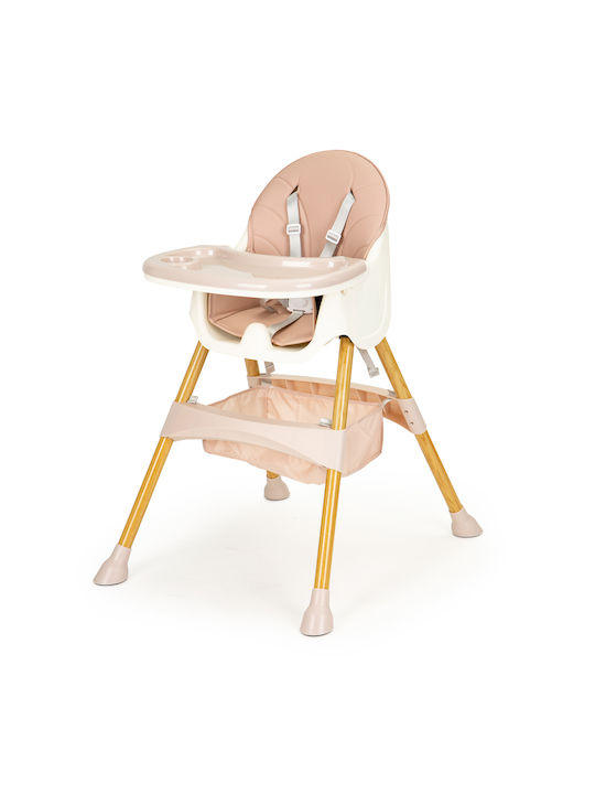 2-in-1 Ecotoys Scaun de Masă pentru Copii 2 în 1 cu Cadru din Lemn Roz