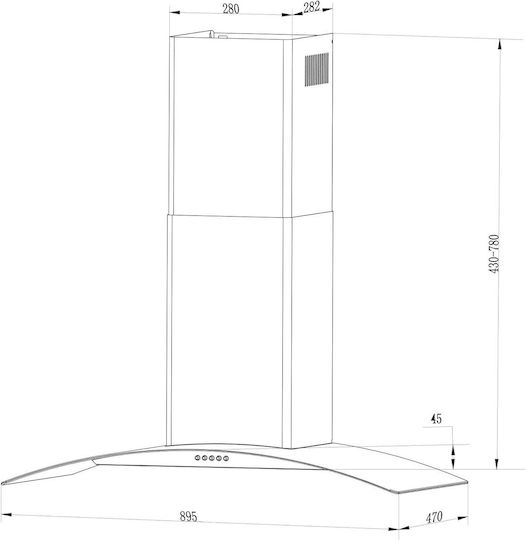 Berdsen Șemineu Hotă 90cm Inox