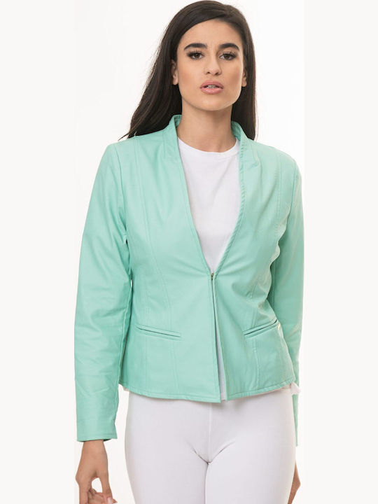 Ths-Fashion Women's Leather Blazer Veraman