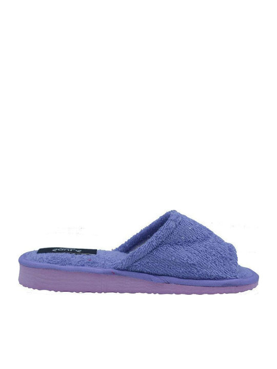 Papuci de casă din bumbac și material de prosop, culoare liliachiu, marca Kolovos
