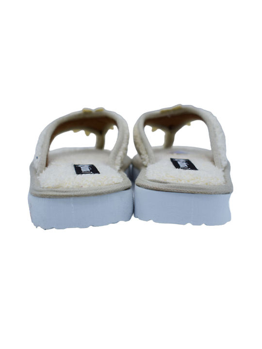 Fabric Slippers with Double Strap Sabina Cotton Fabric White