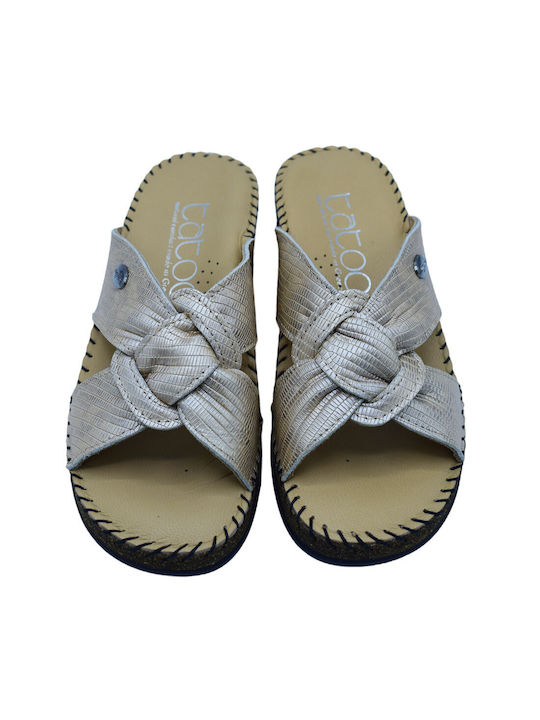 Tatoo Leather Women's Flat Sandals Anatomic in Beige Color