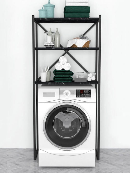 Megapap Mindy Boden Badezimmerregal Metallisch 66x34x160cm Schwarz