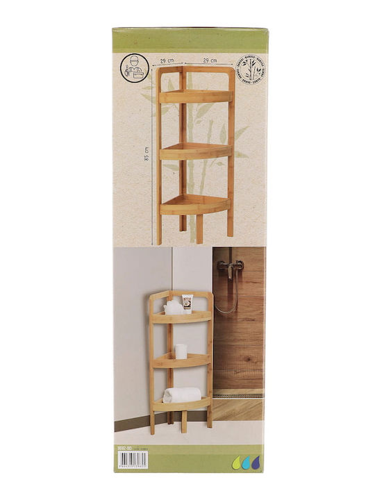 Atmosphera Corner Wall Mounted Bathroom Shelf Bamboo with 3 Shelves 30x30x90cm Blue