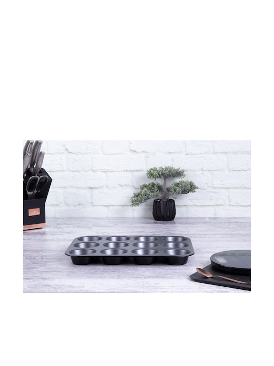 Berlinger Haus Black Silver Collection Φόρμα Ζαχαροπλαστικής για Cupcakes/Muffins από Αλουμίνιο 12 Θέσεων 35x26.5εκ.