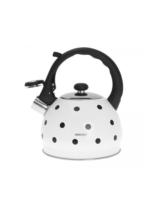 KING Hoff Dots Teekanne Aluminium Weiß 2000ml