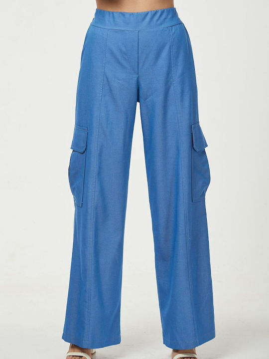 Ecstasy Women's Denim Trousers with Elastic Blue