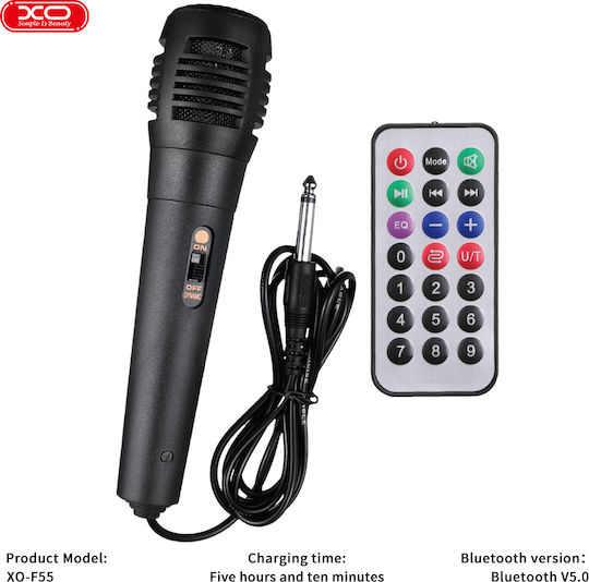 XO Karaoke Speaker With Wired Microphone And Lighting Effects F55 16.004.0052 Black