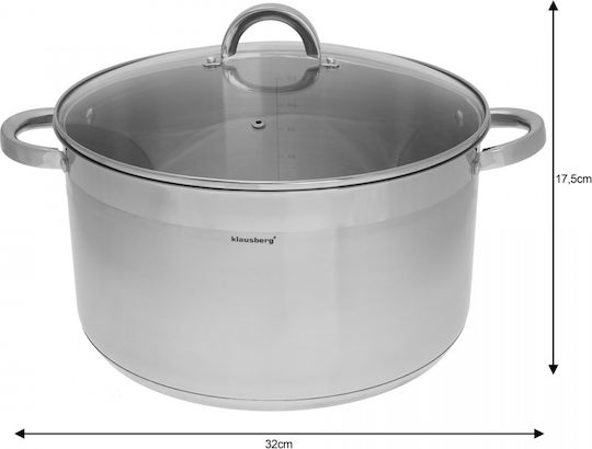 Klausberg Deep Stainless Steel Pot 14lt / 32cm