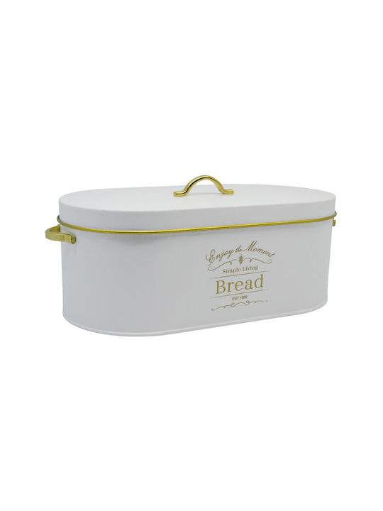 Ankor Metallic Bread Box White 34.5x18x15cm