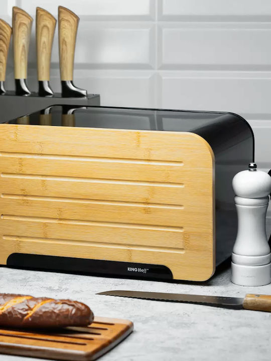 KING Hoff Bread Box Wooden Black 35x20.4x21.5cm