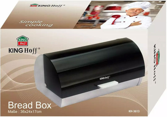 KING Hoff Bread Box with Lid Inox Silver 36x21x17cm