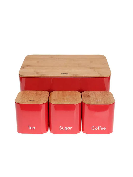 KING Hoff Bread Box with Lid made of Bamboo Red