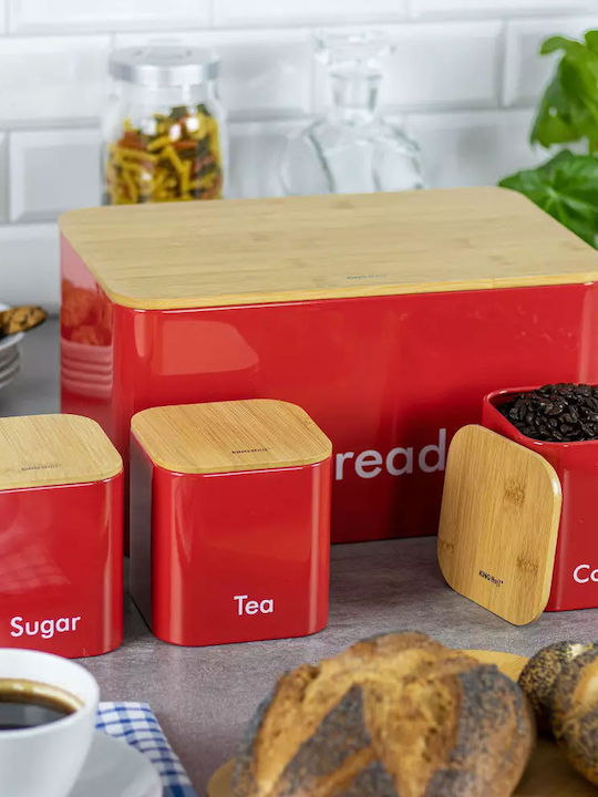 KING Hoff Bread Box with Lid made of Bamboo Red