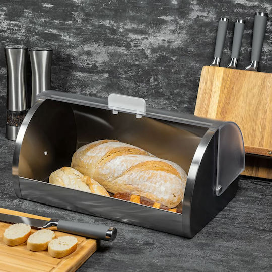 KING Hoff Кутия за хляб с капак Inox Сива 39.5x28x18.5см