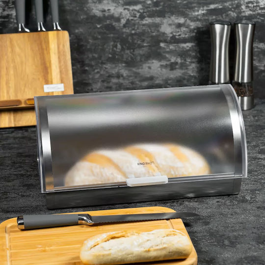 KING Hoff Кутия за хляб с капак Inox Сива 39.5x28x18.5см