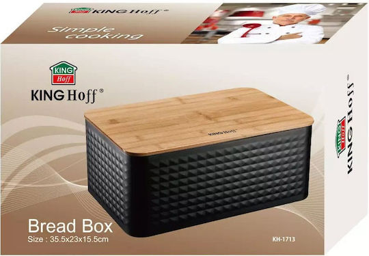 KING Hoff Cutie de pâine cu capac Metalic Neagră 35.5x23x15.5cm