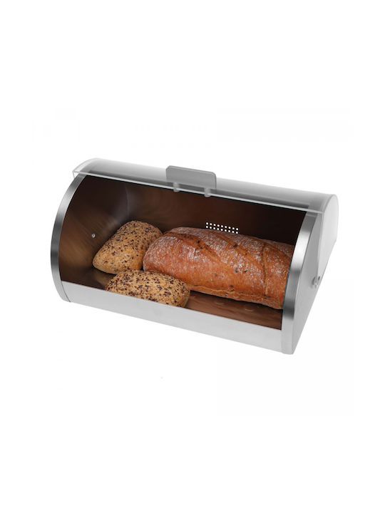 KING Hoff Bread Box with Lid Inox Gray 39.5x28x18.5cm