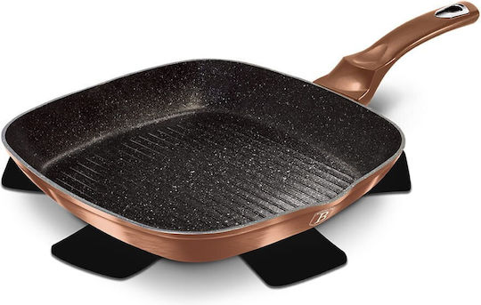 Berlinger Haus Metallic Line Grill made of Aluminum with Stone Coating Rose Gold Noir Collection 28cm